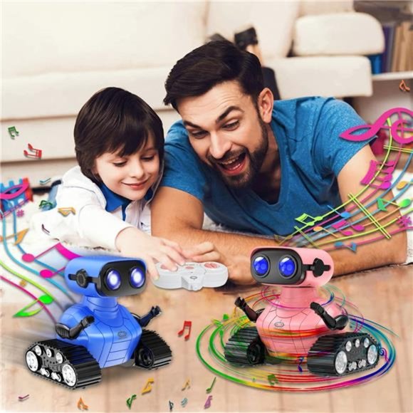 Robot for Kids Toy-Remote Control Robot Toys with Music and LED Eyes(Shiny Pink) - Picture 6 of 6